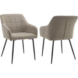 Home Heavenly Pack de 2 sillas de patas negras tela jaspeada tostado 82 x 61 x 57 cm