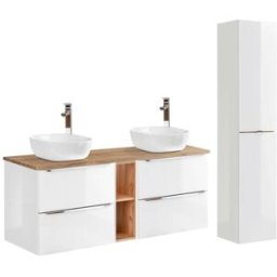 Petits meubles Conjunto mueble lavabo doble 140cm tableros laminados blanco