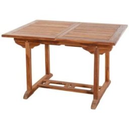 MACABANE Mesa de jardín de madera de teca aceitada extensible 4/6 personas