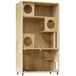 Urban Cocon Gran villa para gatos móvil de 3 niveles madera natural 90 cm