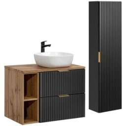 Petits meubles Conjunto mueble lavabo individual tableros de melamina y mdf negro