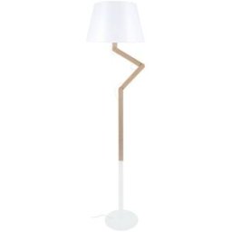 Tosel Lámpara de pie articulado madera natural metal blanco pantalla blanco