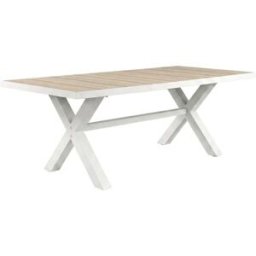 Edenjardin Mesa de jardin de aluminio extensible 207-267 cm, en color blanco
