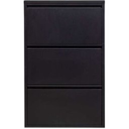 WOOOD Mueble para zapatos de 3 puertas de metal l66cm - negro