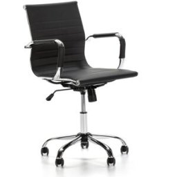 HOMN Sillón de oficina reclinable negro, piel sintética, altura ajustable