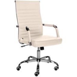 CLP Silla de oficina giratoria regulable en Simil cuero Crema