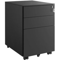 SONGMICS Archivador de oficina móvil con ruedas y cerradura de color negro