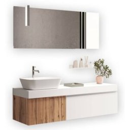 AQA DESIGN Mueble de baño 7 piezas en mdf roble/blanco mate