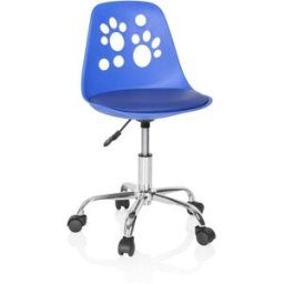 hjh OFFICE Silla giratoria para niños piel sintética azul