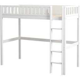 Furnlux Cama loft de madera maciza de pino color blanco 90x200