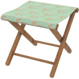 Vent de Bohème Taburete plegable de eucalipto con tela outdoor diseño floral laguna
