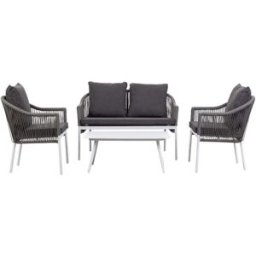 Fijalo Conjunto de mesa sofá y 2 sillones gris