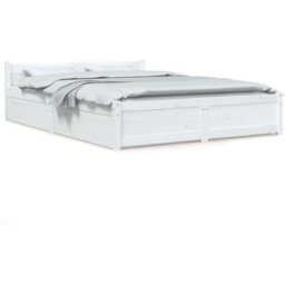 Maison Chic Cama matrimonial con cajones madera blanco 140x200 cm