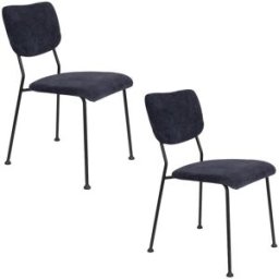 Zuiver Juego de 2 sillas de comedor de terciopelo azul