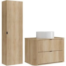 Unique Conjunto de baño madera color natural claro