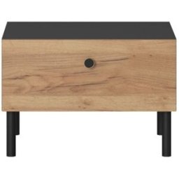 AKL FURNITURE Mesita de noche efecto madera Crema y Gris