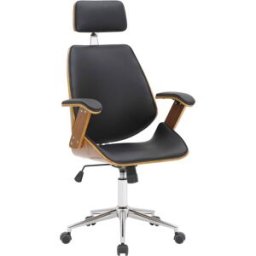 CLP Silla de oficina giratoria regulable en madera nogal/negro