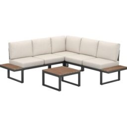 Tectake Conjunto de salón de jardín 4 piezas y estructura de aluminio, negro