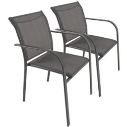 sweeek Silla de jardín de aluminio y textileno, set de 2, antracita