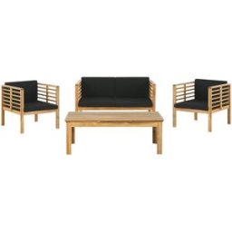 Beliani Conjunto de jardín con mesa 4 plazas madera de acacia negro