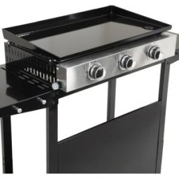 Happy Garden Plancha de gas de 3 quemadores con placa de acero negro con carrito
