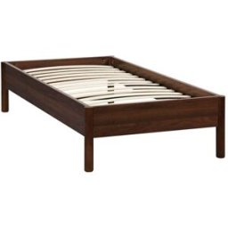 sweeek Cama con somier de láminas 90x190cm decoración madera, nogal
