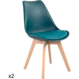 Happy Garden Juego de 2 sillas de estilo escandinavo azul y madera de haya