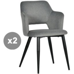 Meubles Cosy Conjunto de 2 sillas de comedor con asientos acolchados, gris metálico