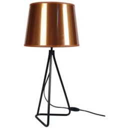 Tosel Lámpara de mesa metal negro pantalla cobre