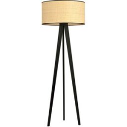 Wonderlamp Lámpara de pie trípode de madera con pantalla de ratán