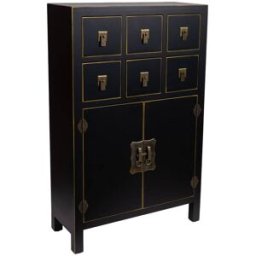 Wanderlust deco Mueble auxiliar de madera de 6 cajones y 2 puertas 63x26x101