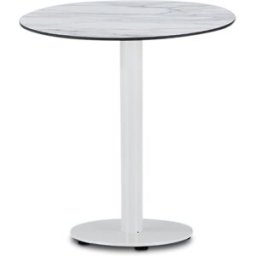 Defora Home Mesa hosteleria redonda 70cm pie blanco, sobre HPL marmol