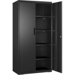 SONGMICS Archivador de oficina con 5 estantes y 2 puertas de color negro mate