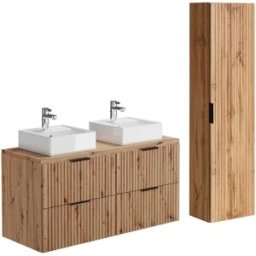 Unique Conjunto de baño madera color natural claro