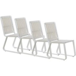GEESE HOME Pack 4 sillas aluminio y fibra sintética blanca con cojín azul