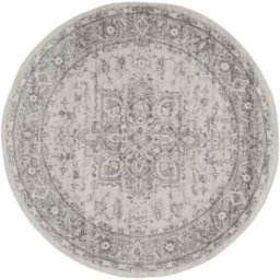 Livabliss Alfombra redonda vintage redonda oriental gris/blanco ø 160