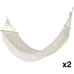 NIYLO Conjunto de 2 hamacas en algodón beige 200x90x0,5 cm