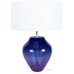 Tosel Lámpara de mesa vaso vidrio púrpura pantalla blanco