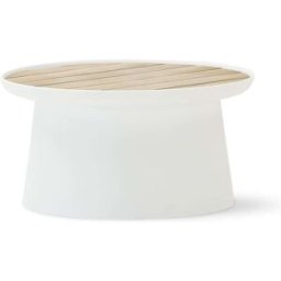 Defora Home Mesa auxiliar redonda polipropileno con bandeja de madera d70 blanco