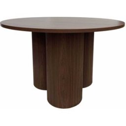 Oviala Mesa de comedor redonda moderna de 120 cm efecto madera oscura