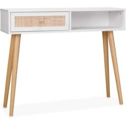 sweeek Consola estilo escandinavo de caña, 100cm, blanco roto