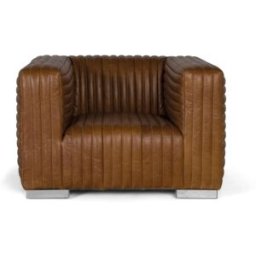 GINER Y COLOMER Sillón tapizado en cuero forma cúbica y patas de acero