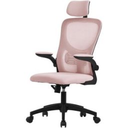 ML-Design Silla de oficina color rosa ergonómico de rejilla regulable giratoria