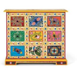 GINER Y COLOMER Mueble auxiliar con 9 cajones pintados a mano multicolor