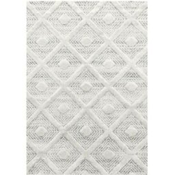 STUDIO DECO Alfombra bohemia con relieve en blanco marfil 80x250cm