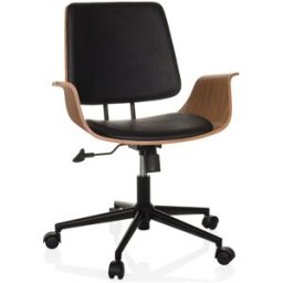 hjh LIVING Silla home office piel sintética negro