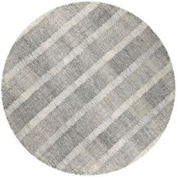 Wecon Home Alfombra redonda beige y gris tejida a mano con rayas 180 rd.