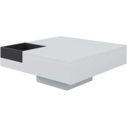 Urban Meuble Mesa de centro cuadrada en blanco brillante y negro con led bicolor