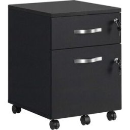 VASAGLE Archivador móvil con cerradura y barras de color negro tinta