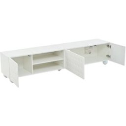 MODFU Mueble tv 3 puertas con diseño, 200 cm lowboard, blanco